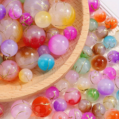 8-16 mm Multicolor Two-Tone Gold-Thread Acrylic Beads