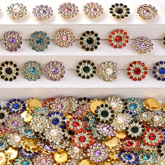 Rhinestone Flower Buttons