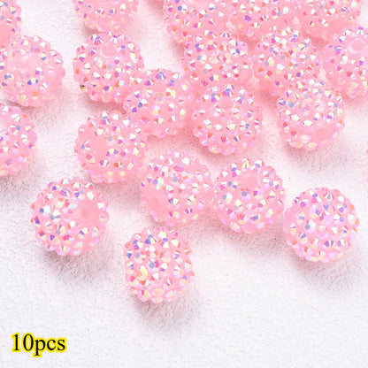 10pcs/set 16mm Random Resin Bayberry Ball Rhinestone Beads