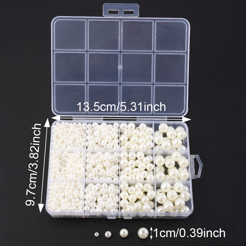 1100PCS Multi-Size Faux Pearl Bead Set