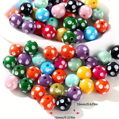 10PCS 16mm Multicolor Resin White Dot Bead Set