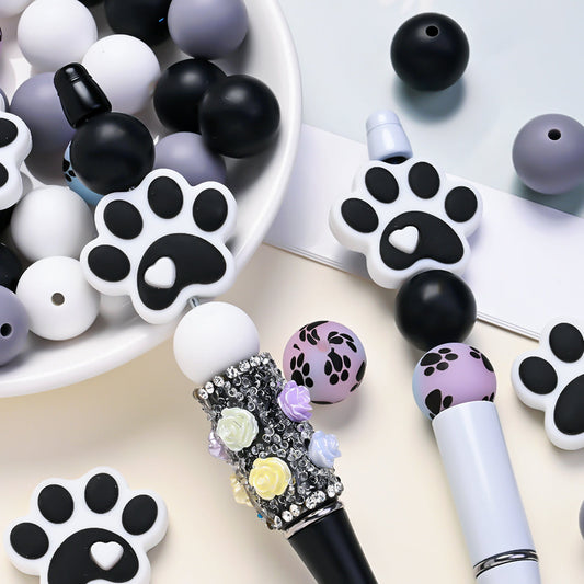 40PCS Paw Shape Silicone Bead Set