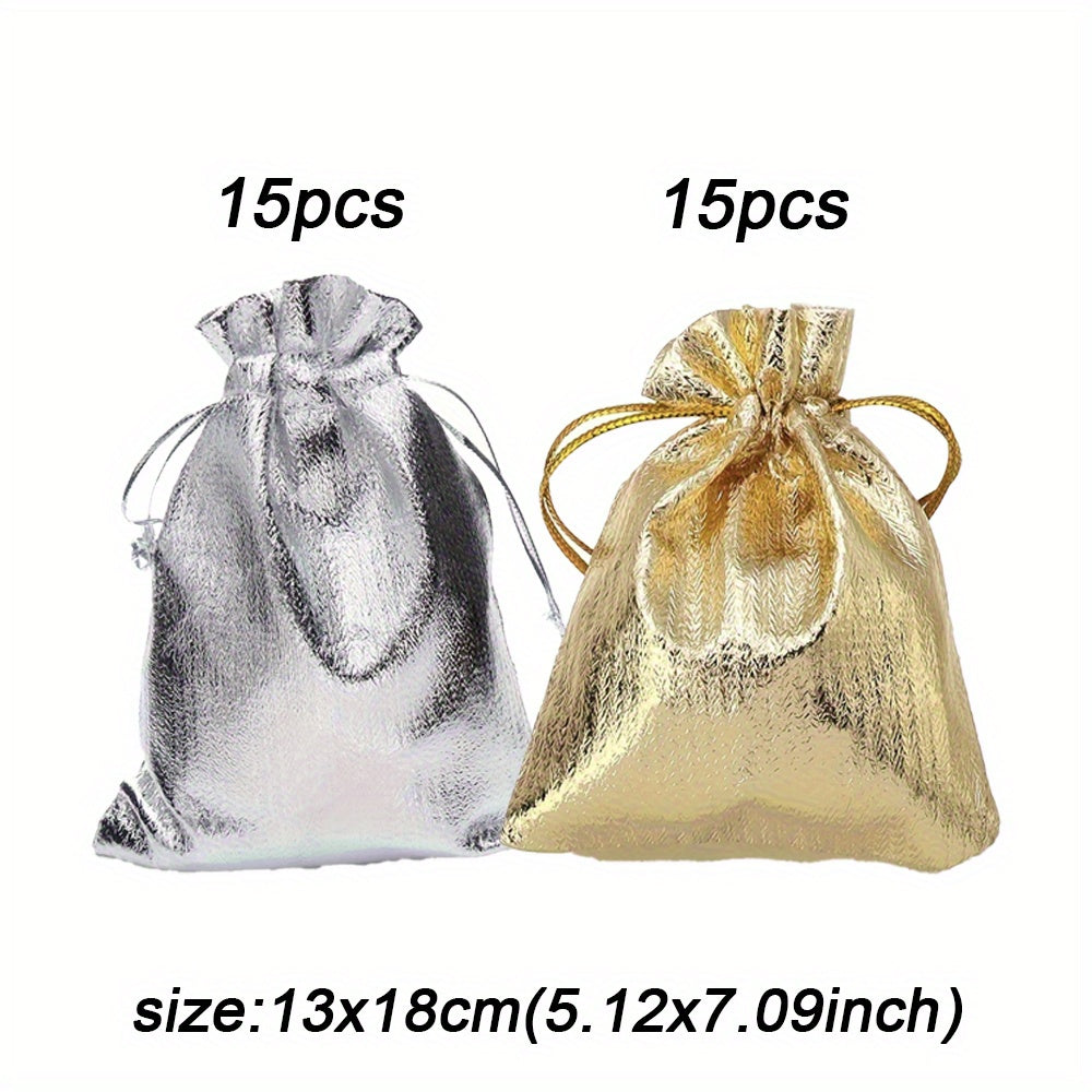 30-Piece Gold & Silver Drawstring Jewelry Gift Bags