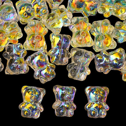 20PCS 15×12mm Transparent AB Bear Glass Spacer Beads