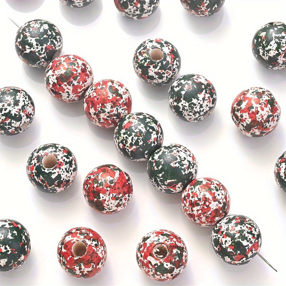 10PCS 16mm Red & Green Wooden Bead Set