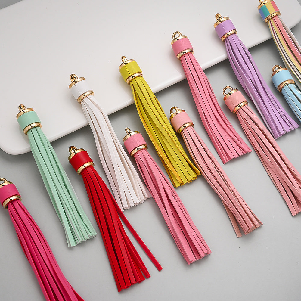11 cm Rainbow PU Leather Tassel Charm Set