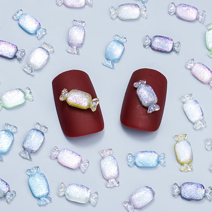 100PCS 11×5mm Glitter Candy Resin Embellishments
