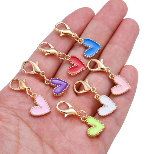 Colorful Enamel Heart Pendant Charms