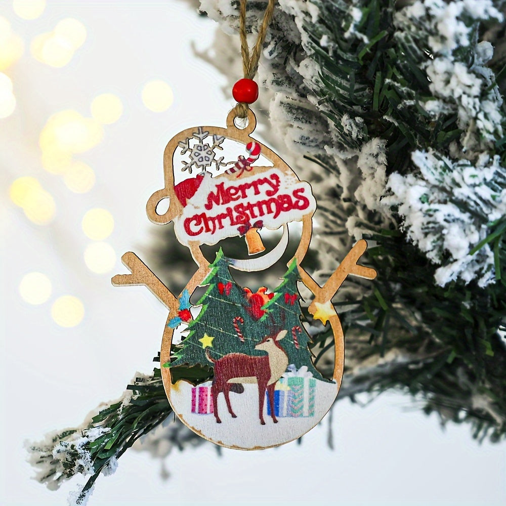 Wooden Merry Christmas Decorative Pendant