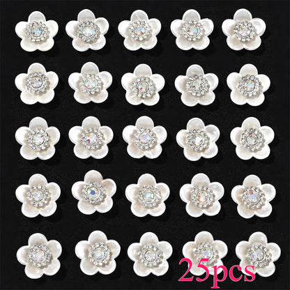 25-Piece Sparkling Rhinestone Flower Flatback Beads