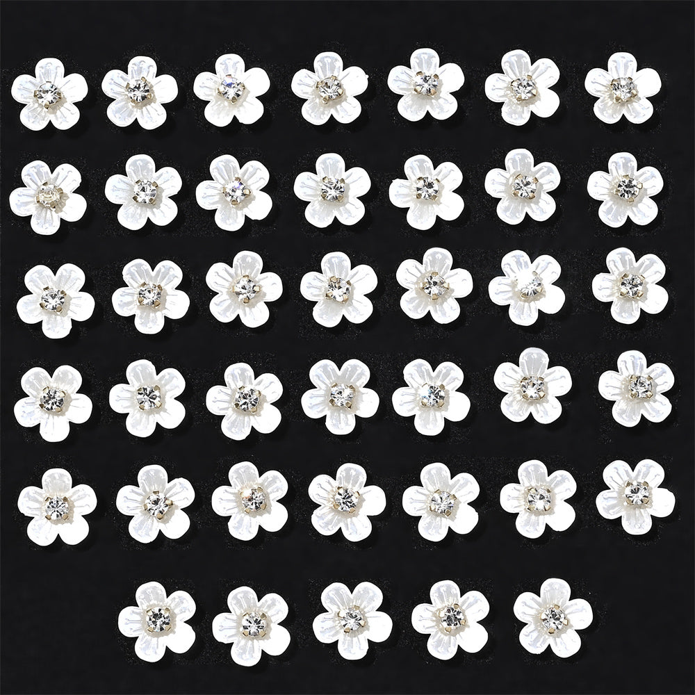 White Rhinestone Five-Petal Flower Patches