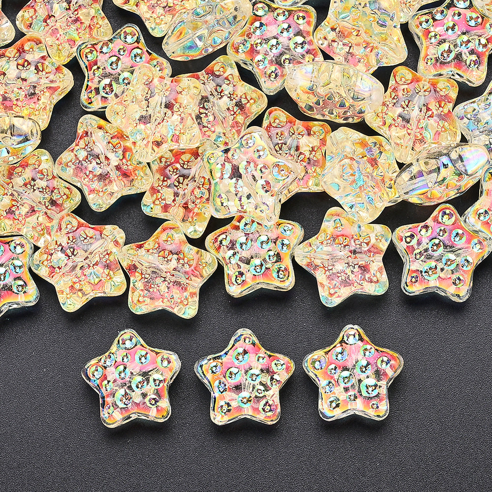 10PCS 18mm AB Shimmer Star Glass Bead Set