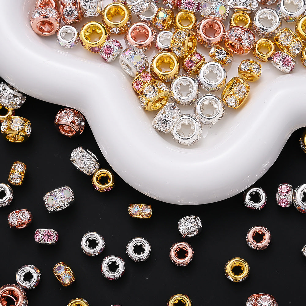 Golden AB Rhinestone Spacer Beads