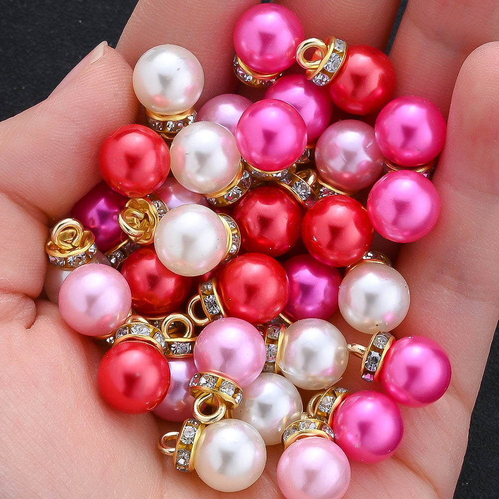 120PCS Pink Imitation Pearl Rhinestone Bead & Pendant Set