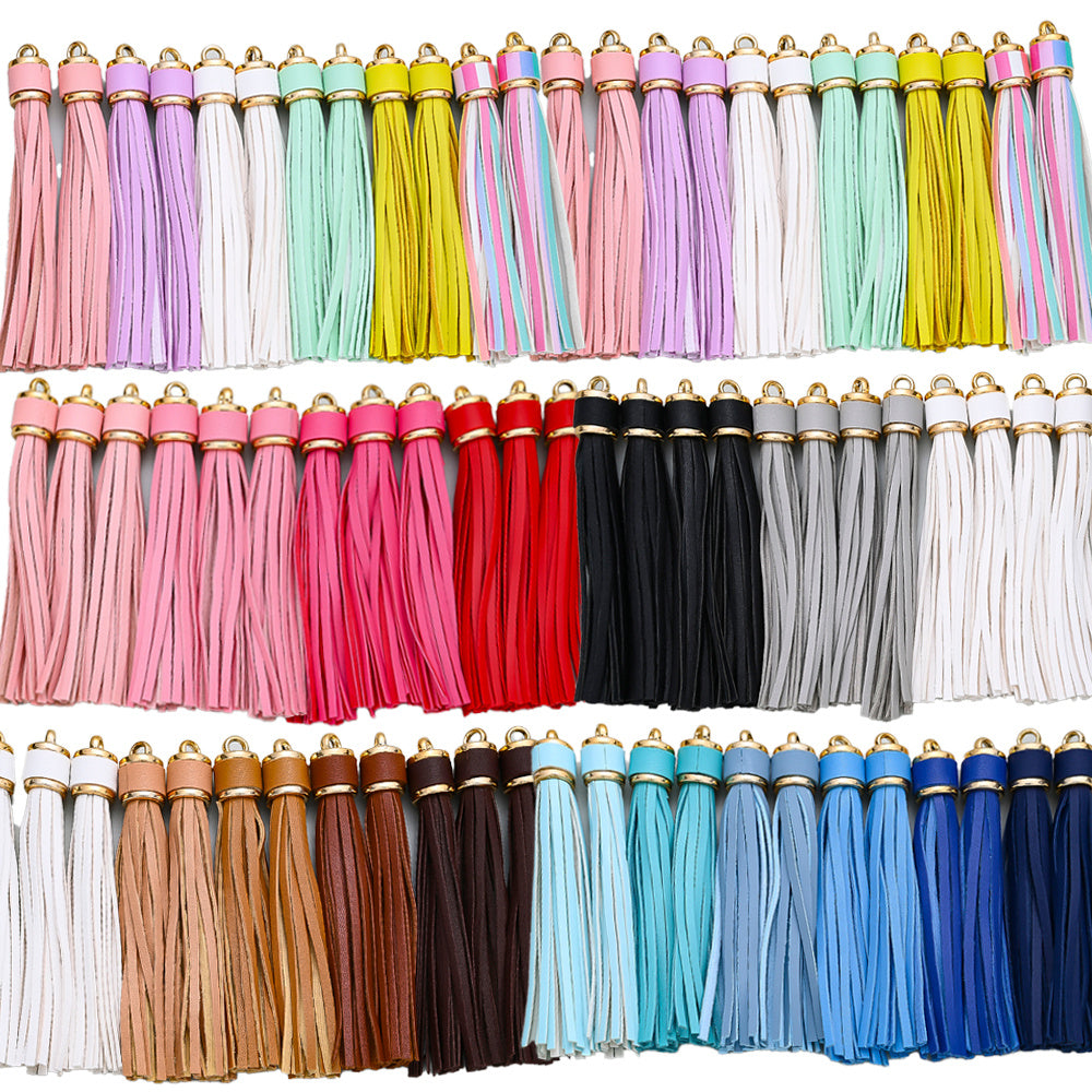 11 cm Rainbow PU Leather Tassel Charm Set