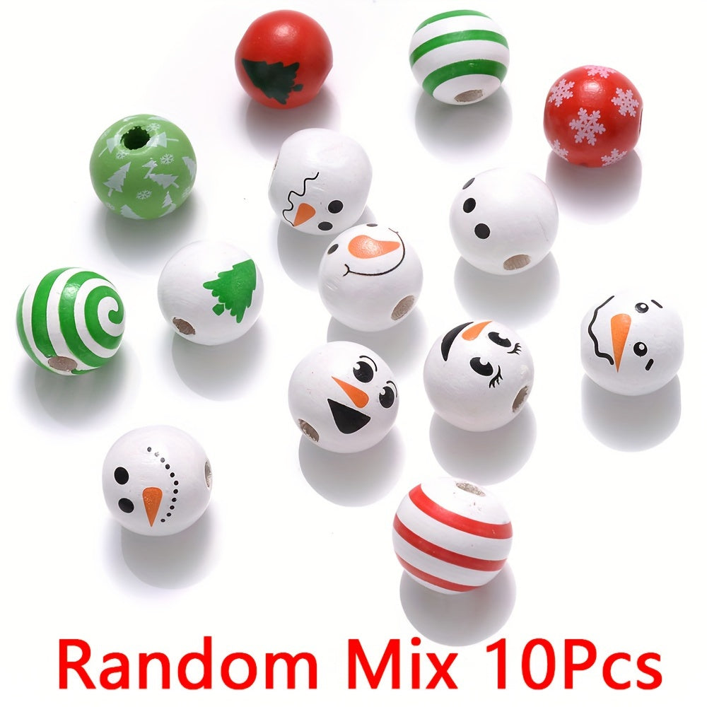 Christmas Wooden Santa & Tree Beads
