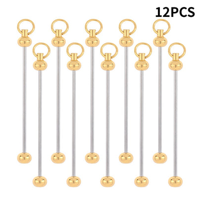 Metal Blank Bar Beadable Keychain Set