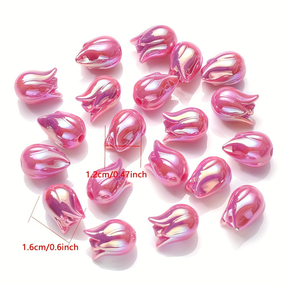 20PCS Pink Tulip Acrylic Bead Set
