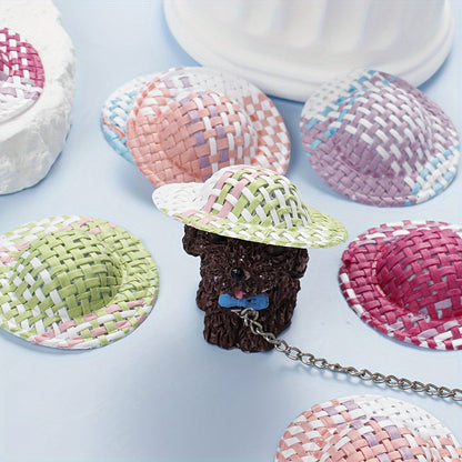 10PCS Multicolor Mini Straw Hat Set