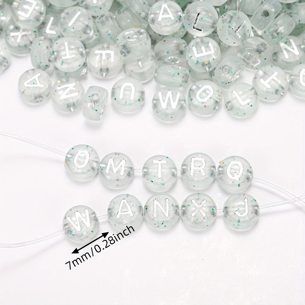 Silver Flat Round Letter Acrylic Beads