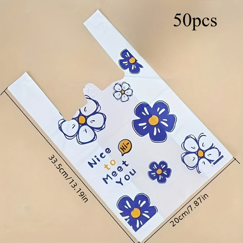 50-Piece Floral Plastic Gift & Storage Bags