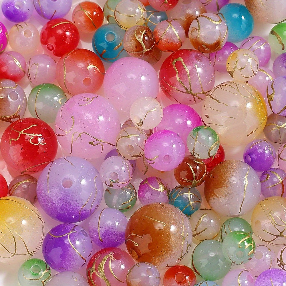 8-16 mm Multicolor Two-Tone Gold-Thread Acrylic Beads