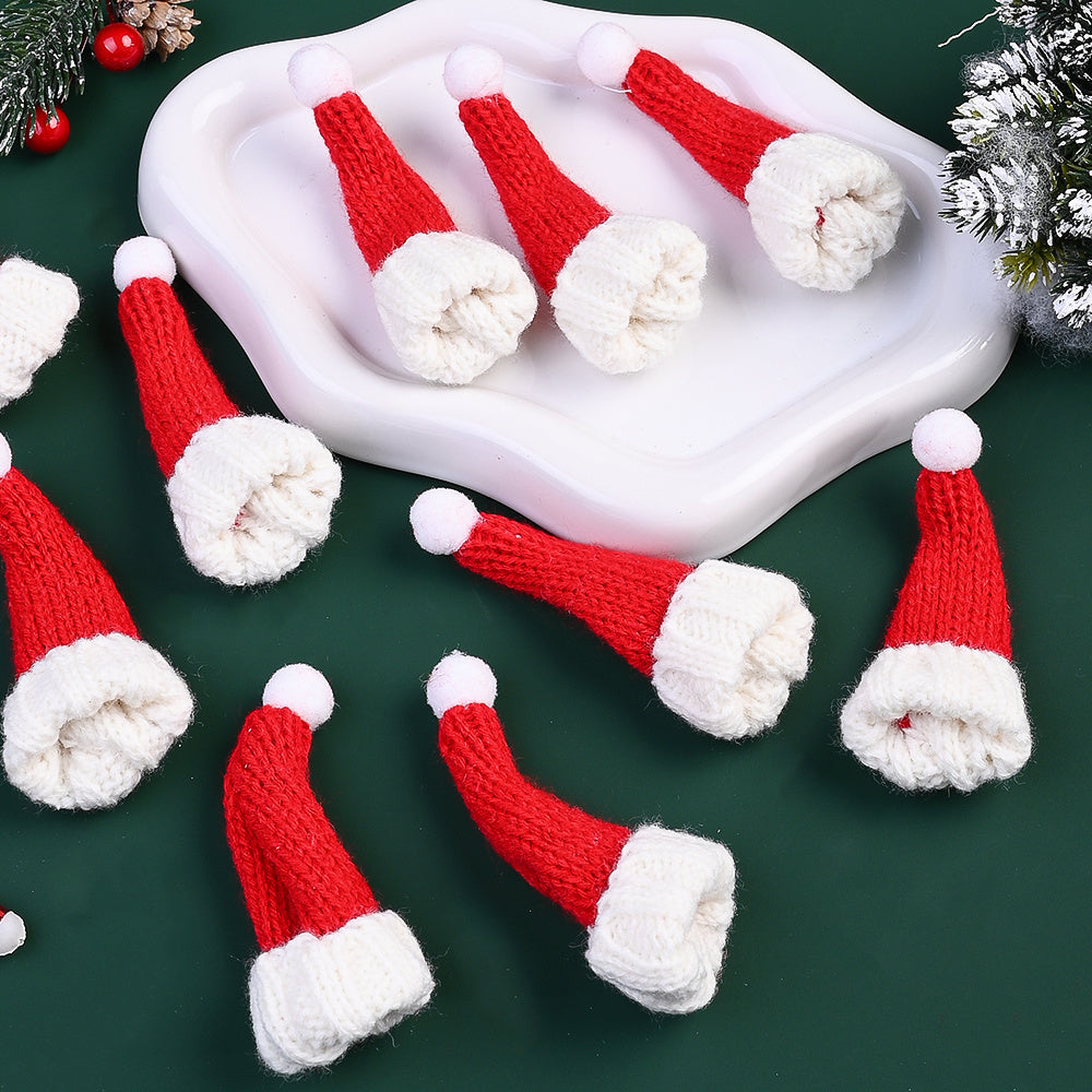 10PCS Mini Christmas Hat & Scarf Bottle Decoration Set