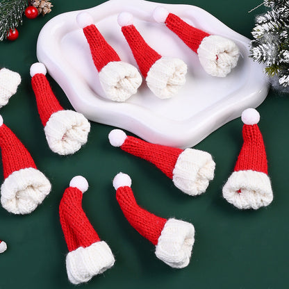 10PCS Mini Christmas Hat & Scarf Bottle Decoration Set