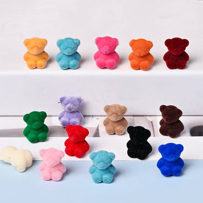 Flocked Bear Resin Beads