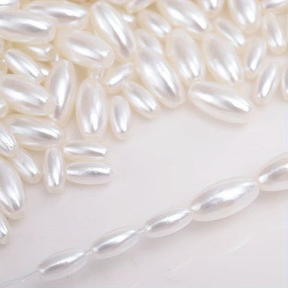 Beige Oval Acrylic Rice Beads