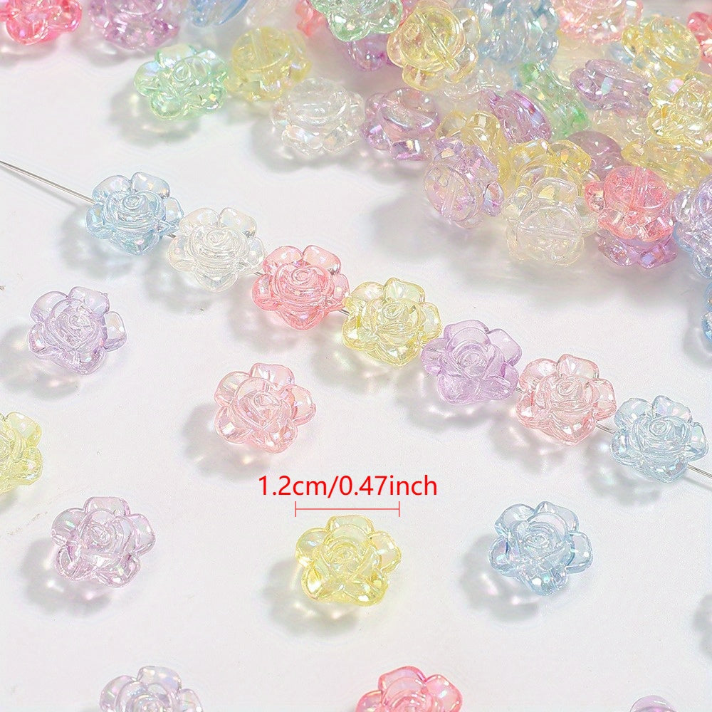 Clear Sparkling Rose Acrylic Beads