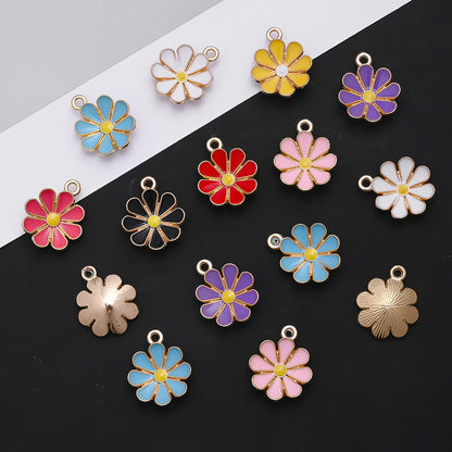 Color Block Daisy Enamel Charms