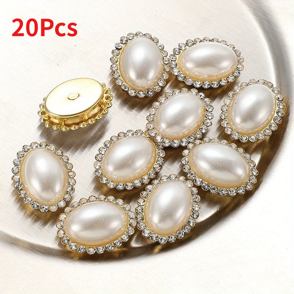White Heart and Teardrop Rhinestone Pearl Cabochons