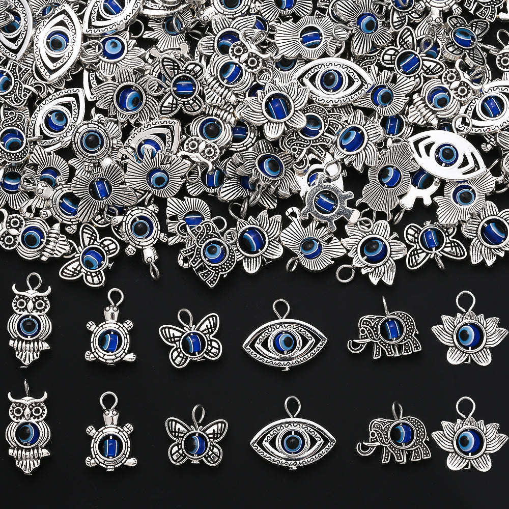 50PCS Vintage Evil Eye Alloy Pendant Set