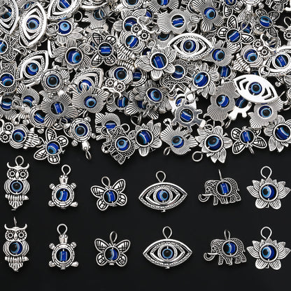 50PCS Vintage Evil Eye Alloy Pendant Set
