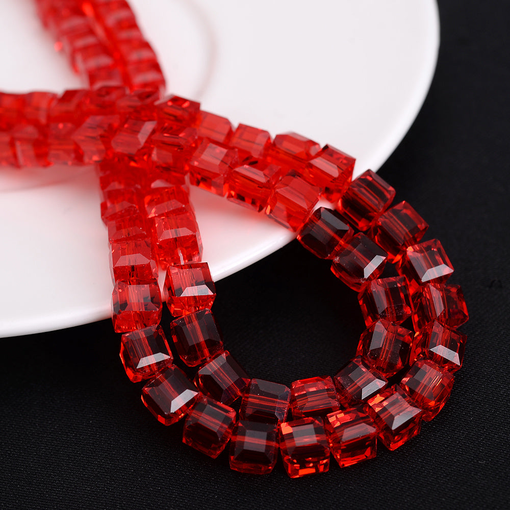4mm Square Multi-faceted Czech Glass Cube Beads