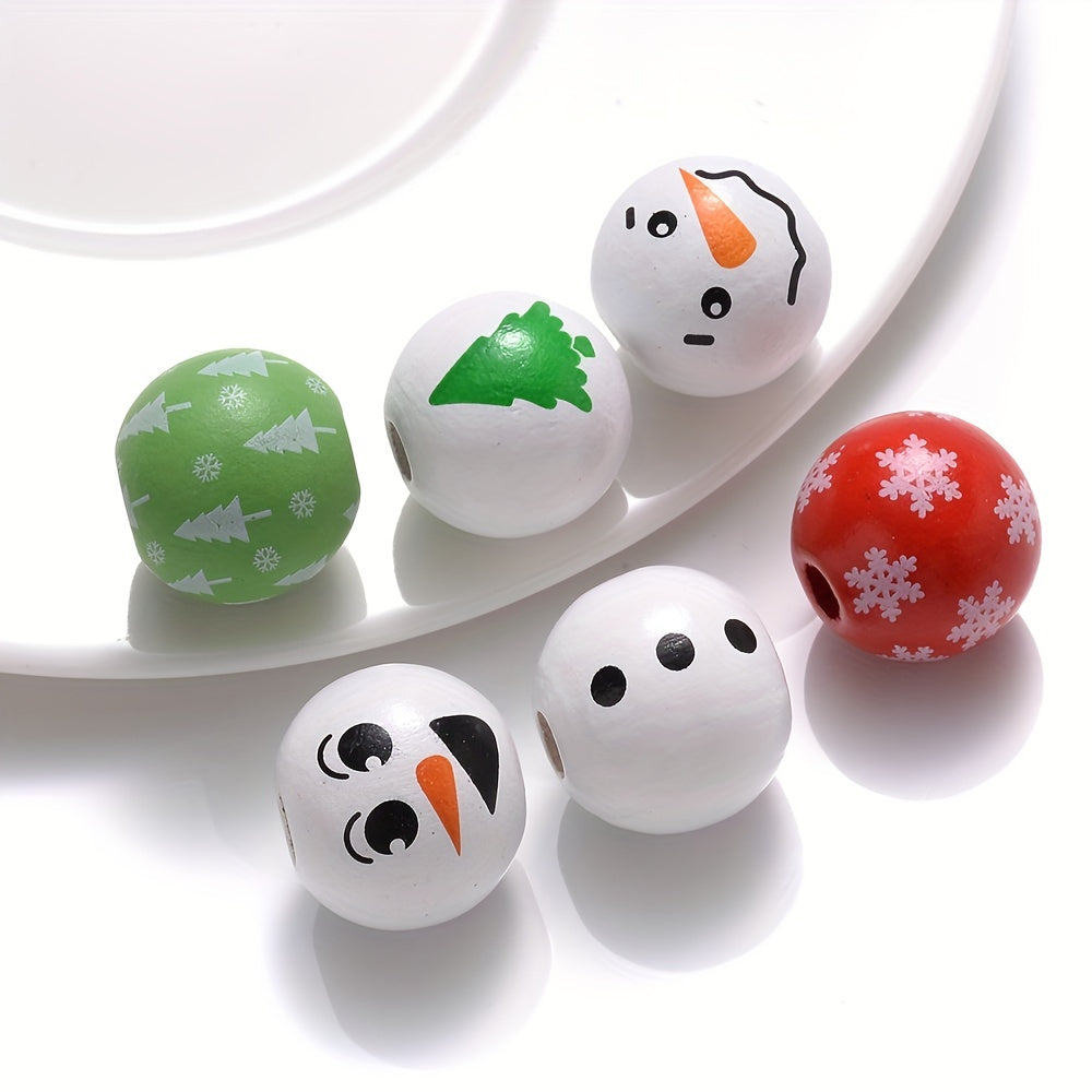 Christmas Wooden Santa & Tree Beads