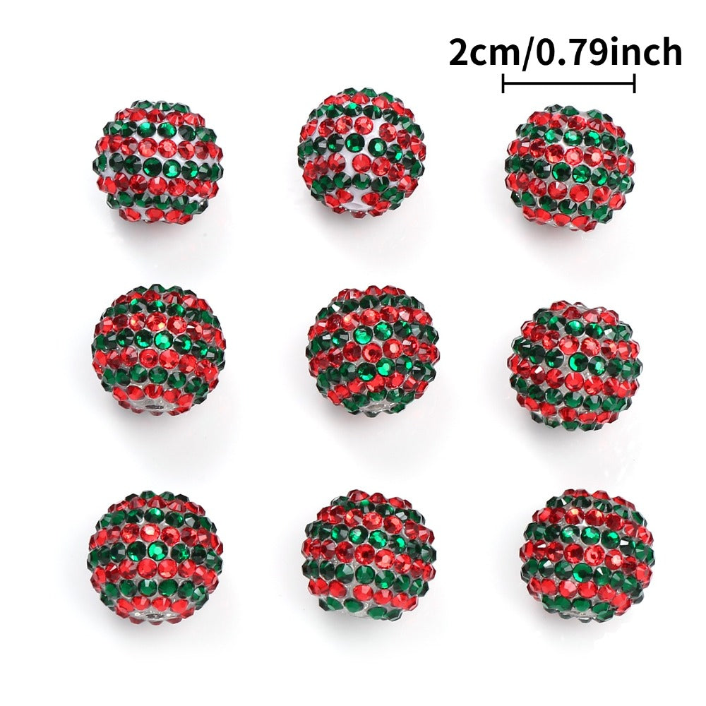 Red and Green Striped Resin Beads