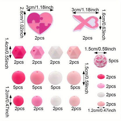 Ribbon Shape Silicone Beads Set