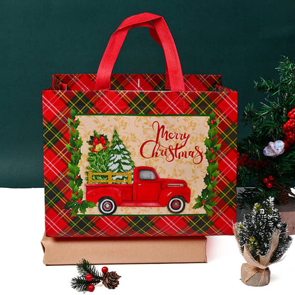 8-Piece 32x18x25 cm Christmas Plaid Tote Gift Bags