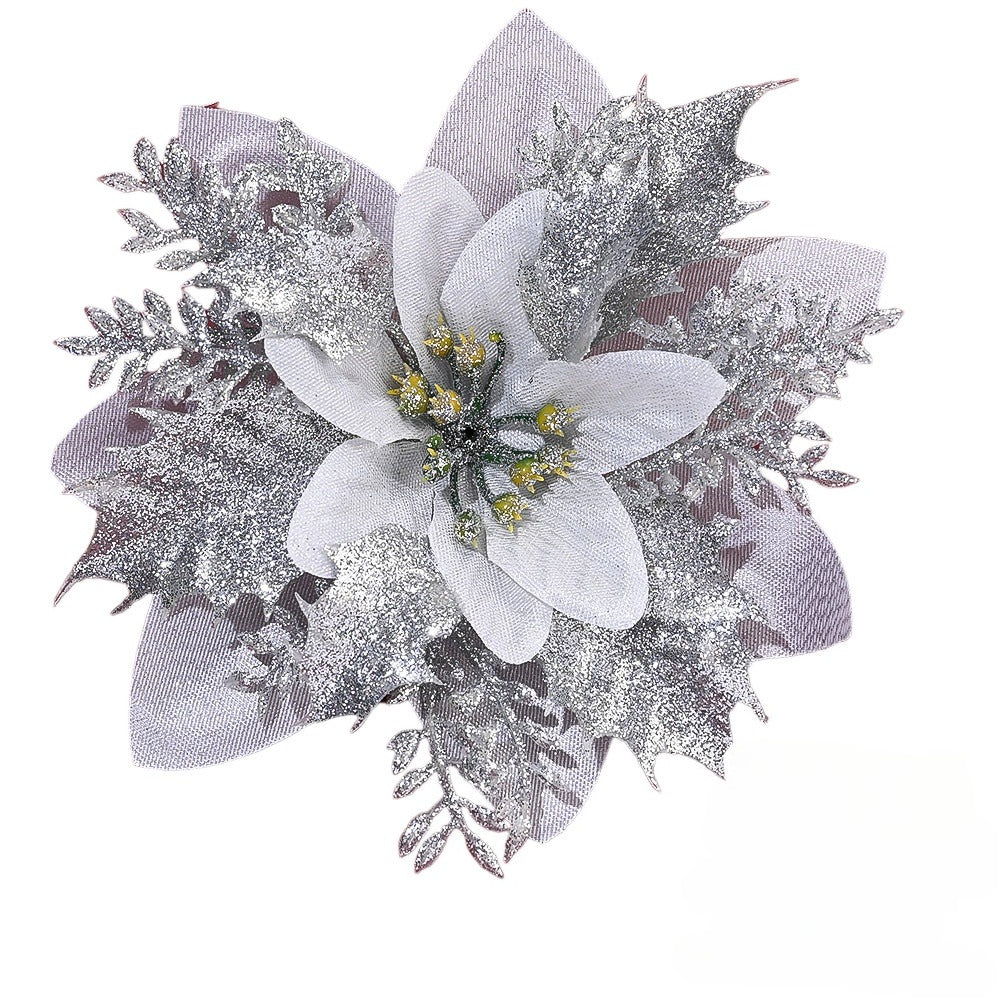 10PCS 14mm Christmas Glitter Layered Flower Set