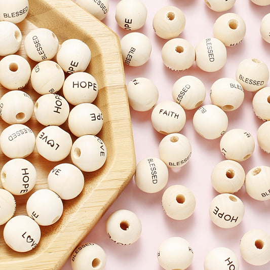 20PCS 16mm Letter Wood Bead Set