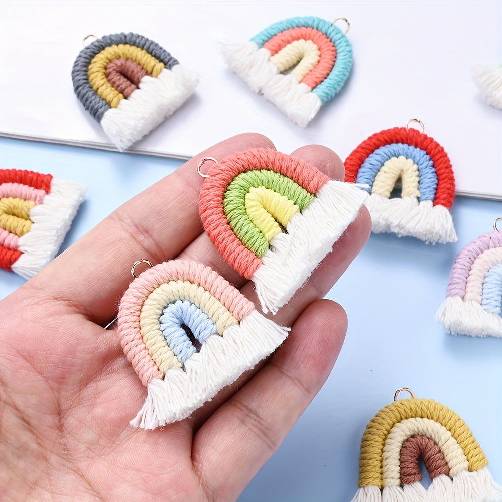 2PCS 33×39mm Rainbow Tassel Pendant Set