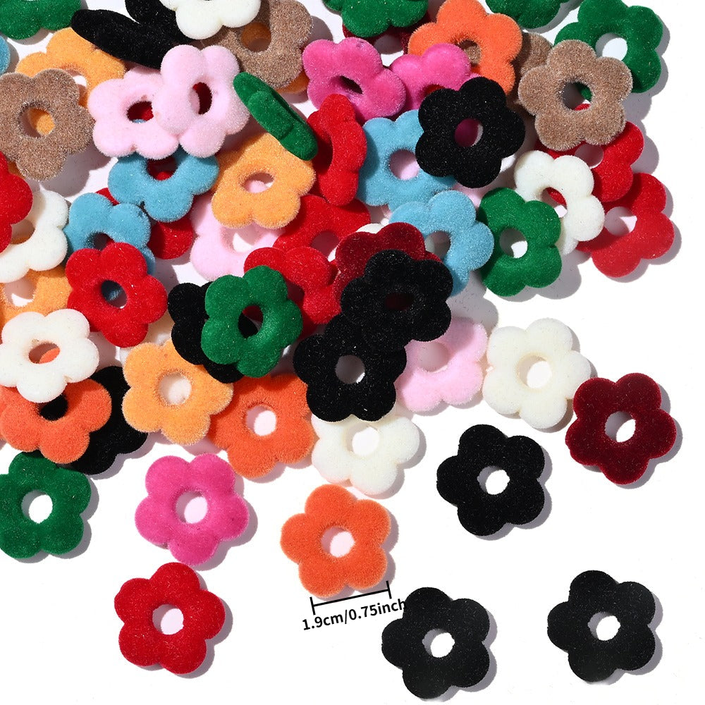Flocked Flower Resin Beads
