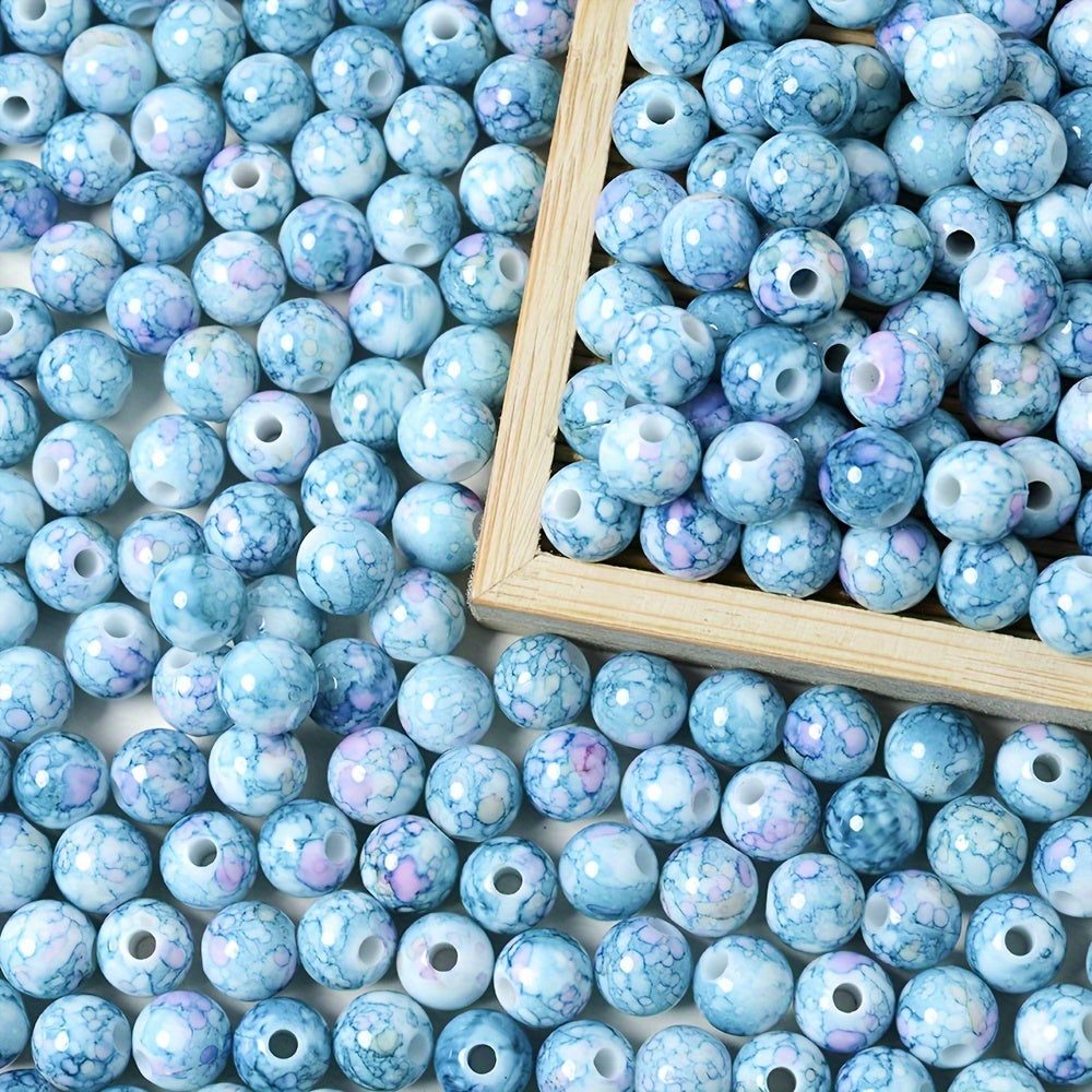 8 mm Mixed Color Cracked Acrylic Beads