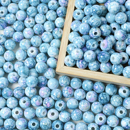 8 mm Mixed Color Cracked Acrylic Beads