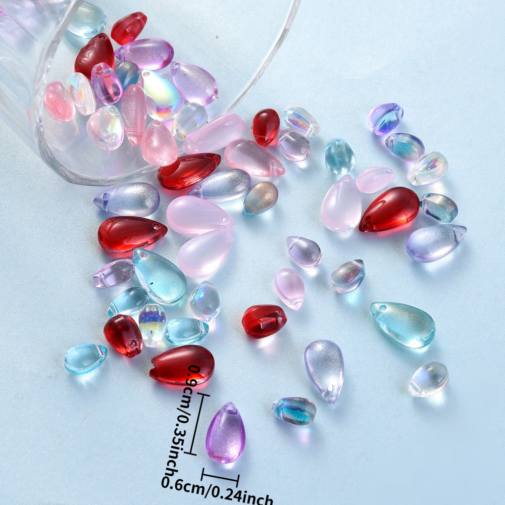 Mixed Water Drop Glass Spacer Beads