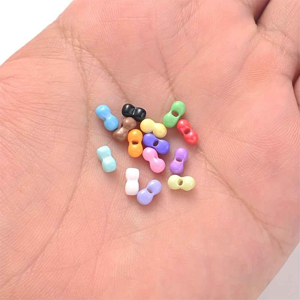 200PCS 3×6mm Mini Colorful Peanut Spacer Beads