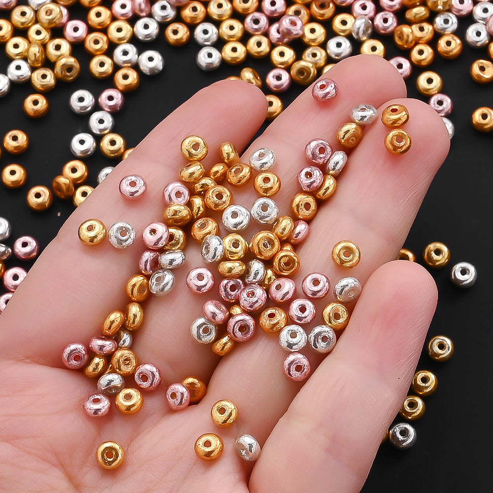 4 mm Glass Metal Abacus Rice Beads