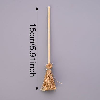 100-Piece Mini Artificial Straw Brooms with White Ropes